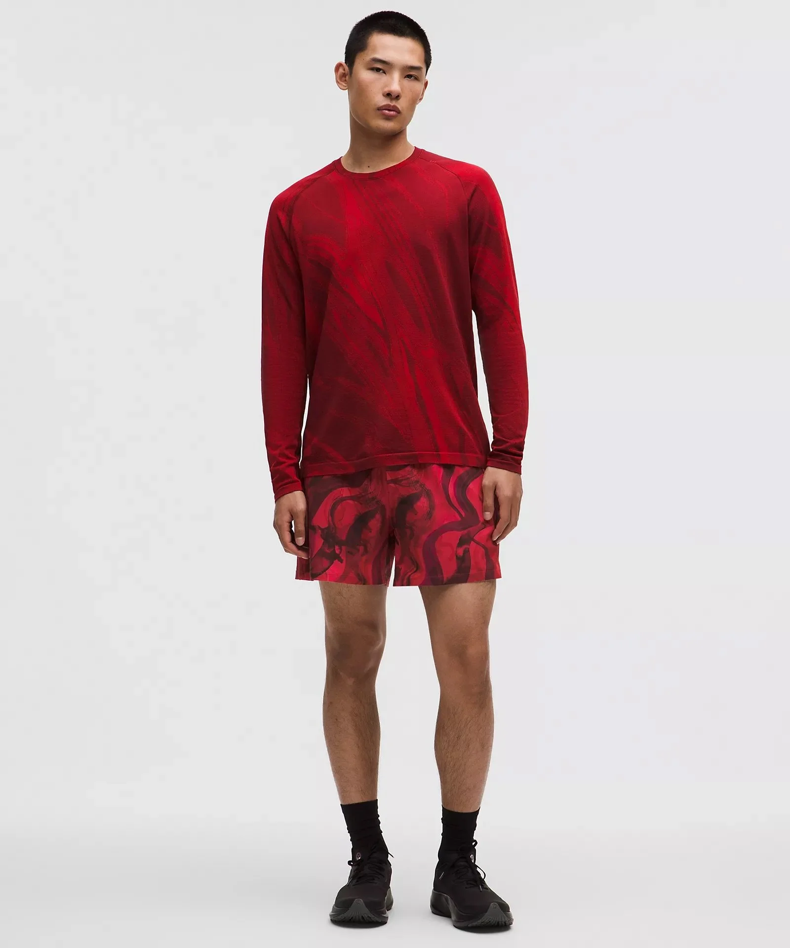 Pace Breaker Linerless Short 5" Lunar Plumes Red Multi