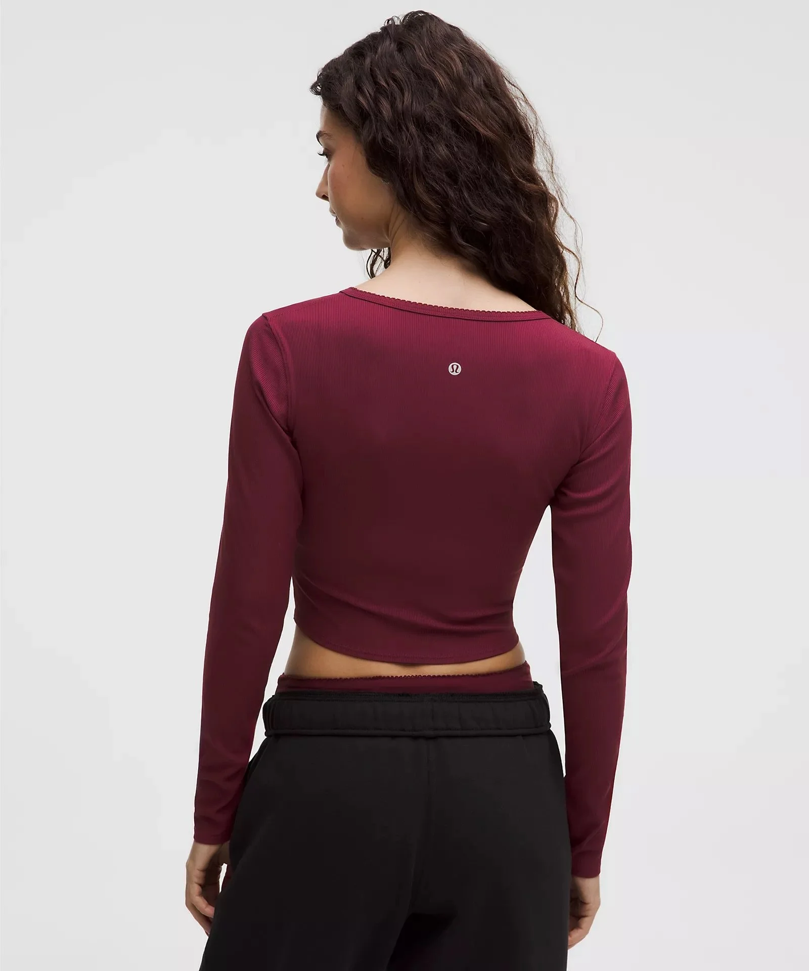 Nulu Ribbed Wrap-Front Long-Sleeve Shirt Heart - Burgundy Bay
