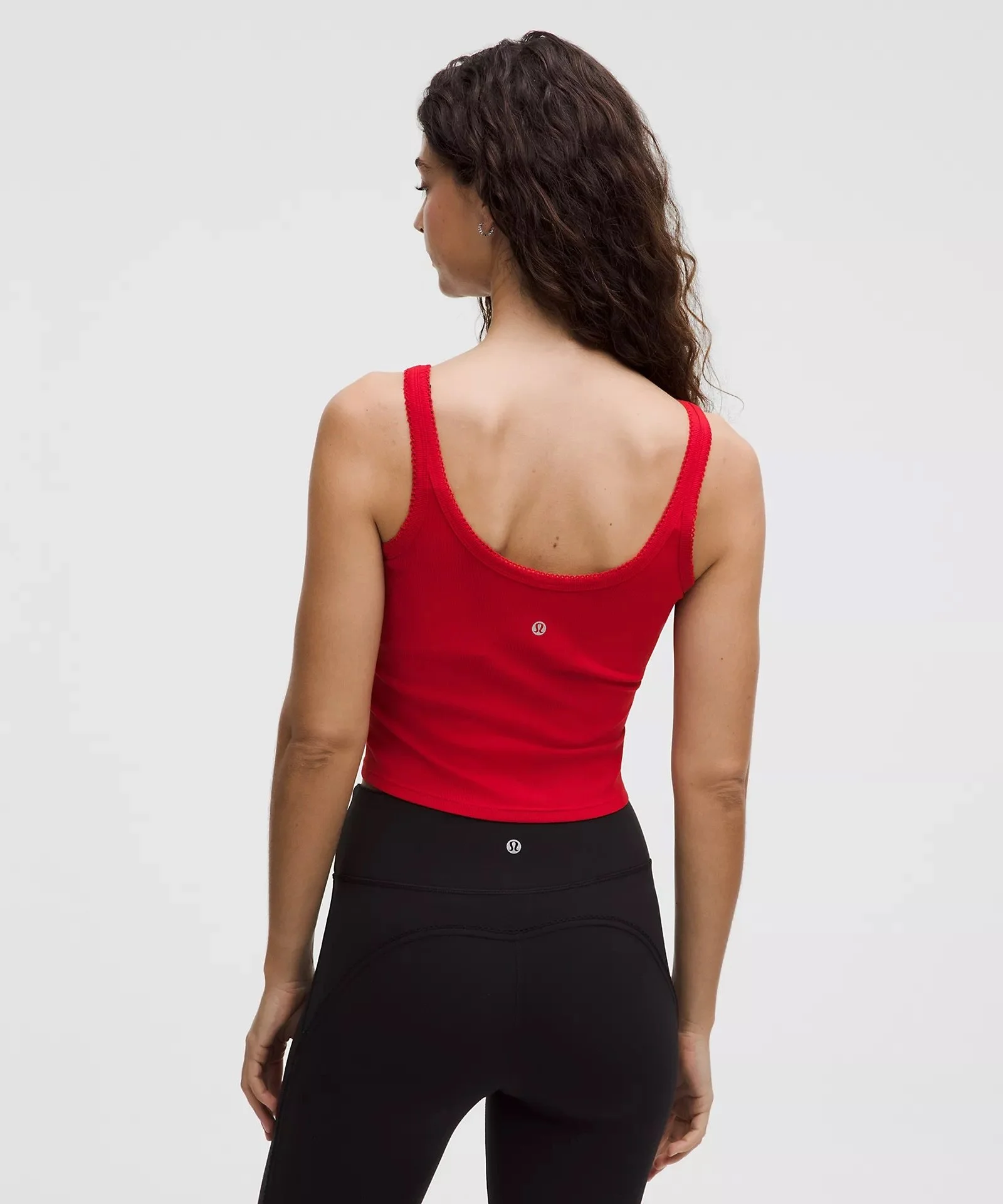 Nulu Ribbed Cropped Tank Top Heart - Oxford Red