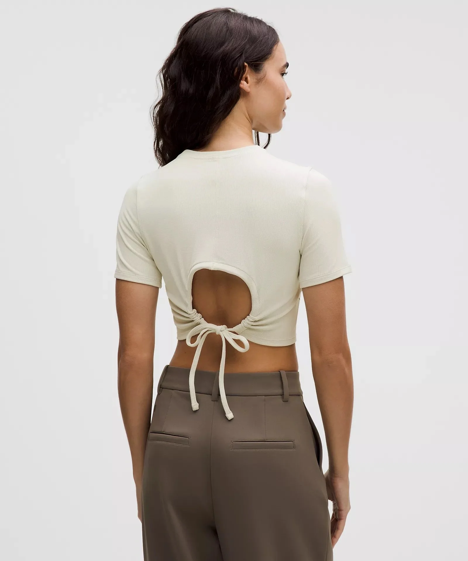 Soft Ribbed Keyhole Short-Sleeve Shirt