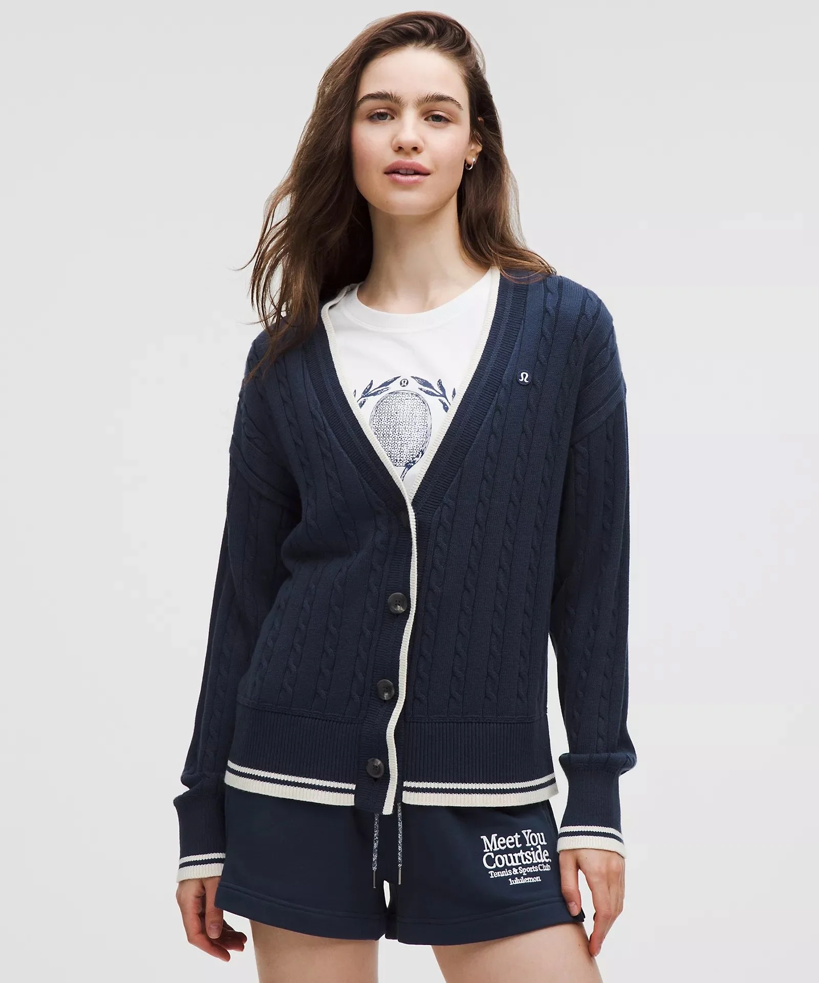 Cotton-Blend Cable-Knit Cardigan