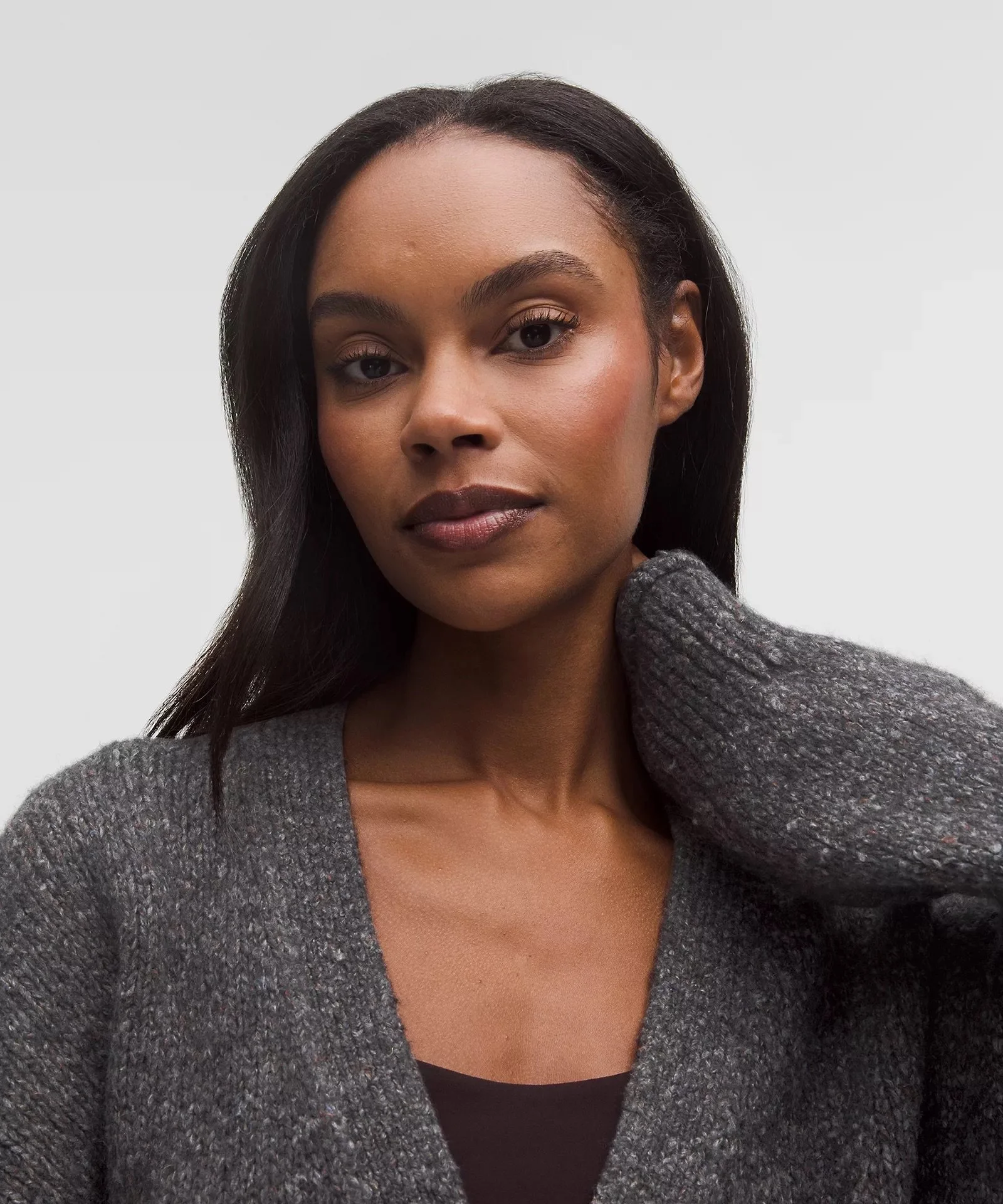 Wool-Blend Button-Up Cardigan