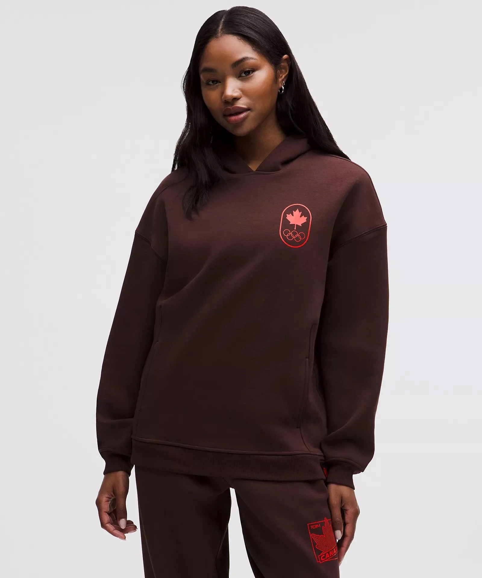 Team Canada Big Cozy Oversized Hoodie - Black Garnet