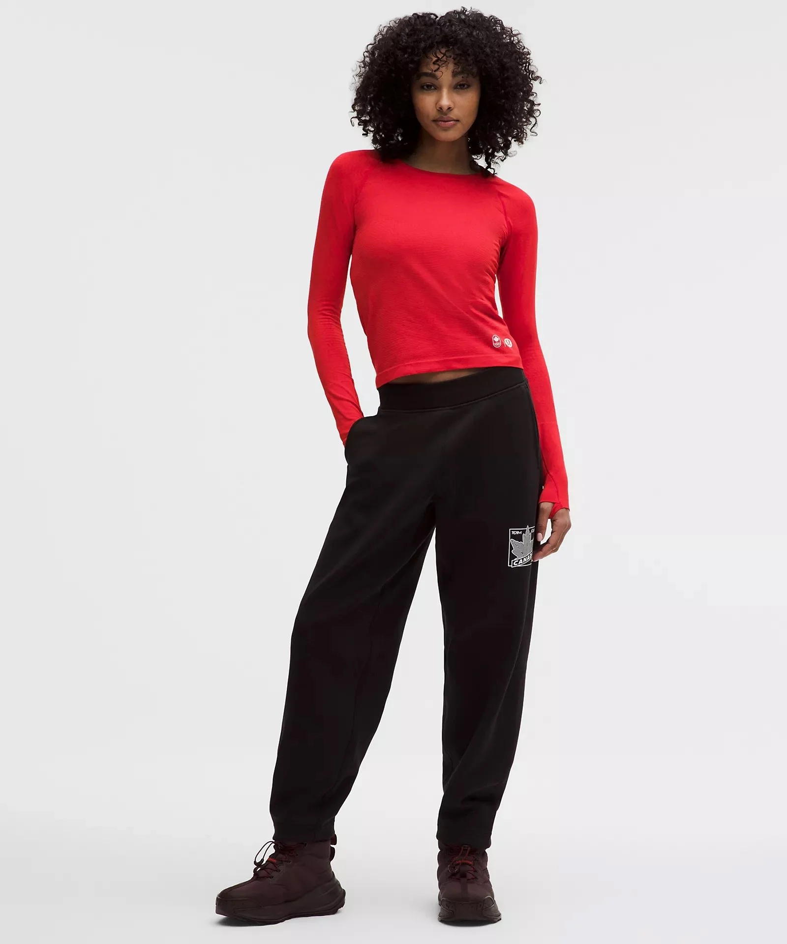 Team Canada Swiftly Tech Long-Sleeve Shirt 2.0 Waist Length - Fiery Red