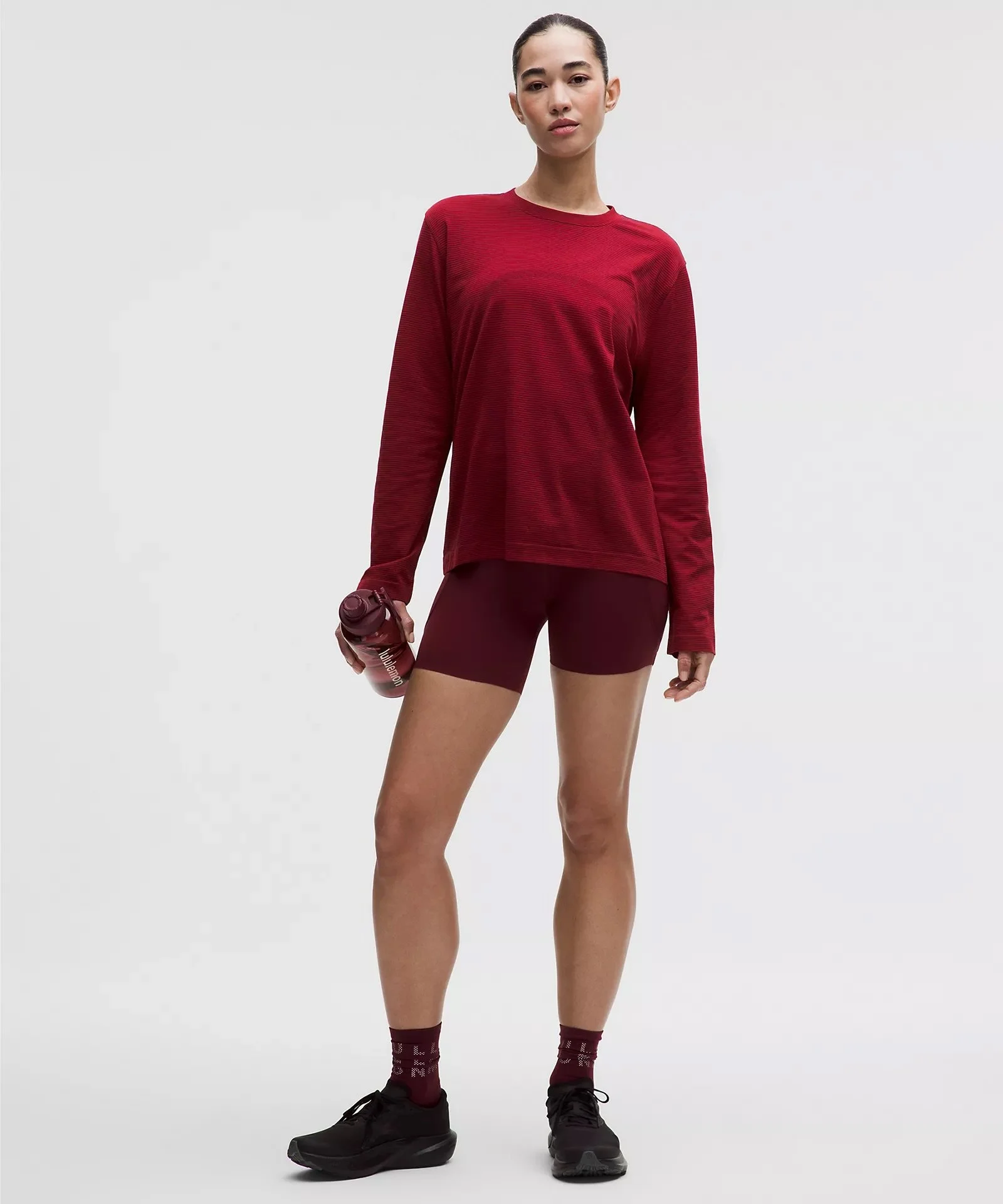 Swiftly Relaxed Long-Sleeve Shirt Hip Length - Tempo Stripe