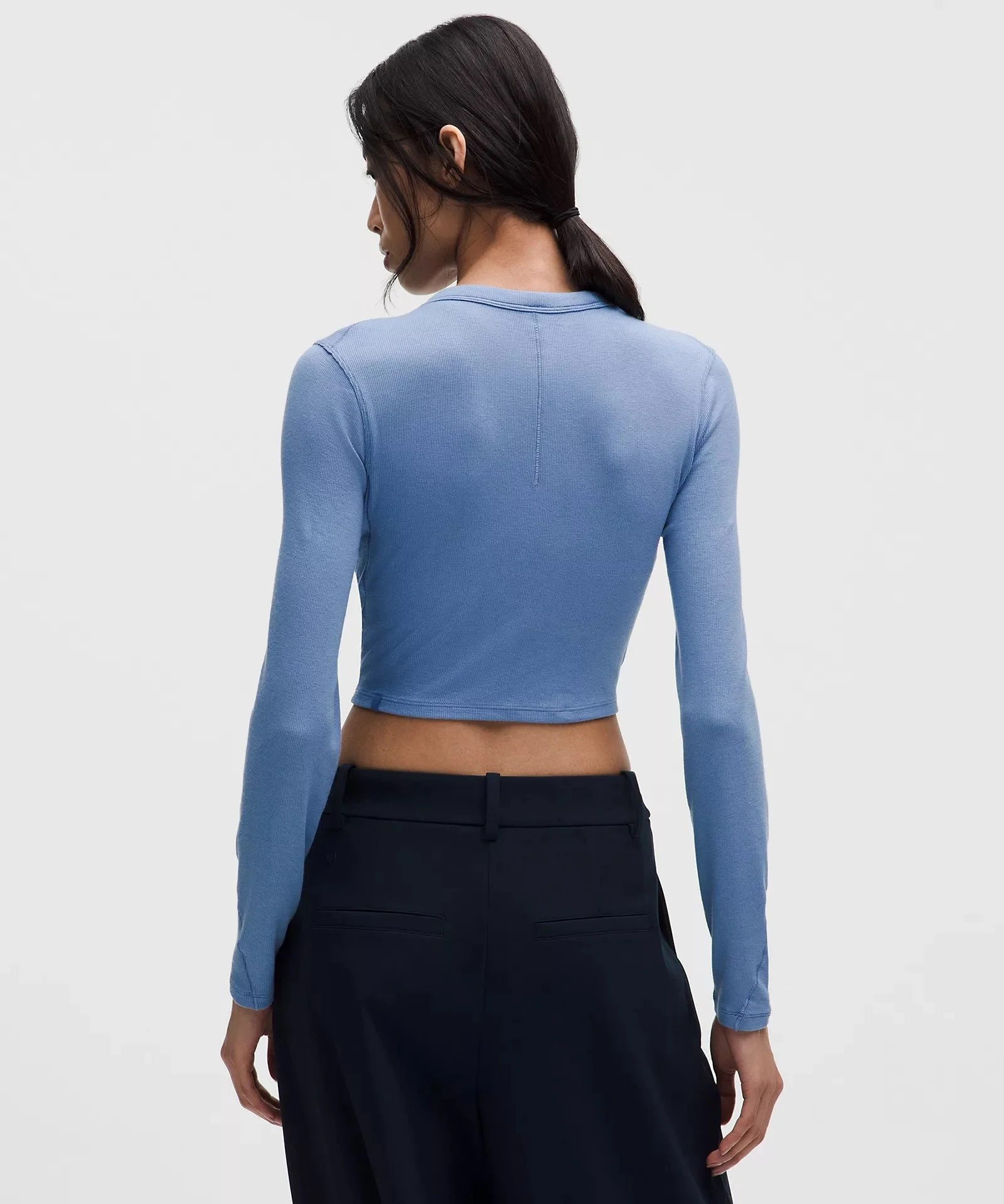 Hold Tight Straight-Hem Cropped Long-Sleeve Shirt