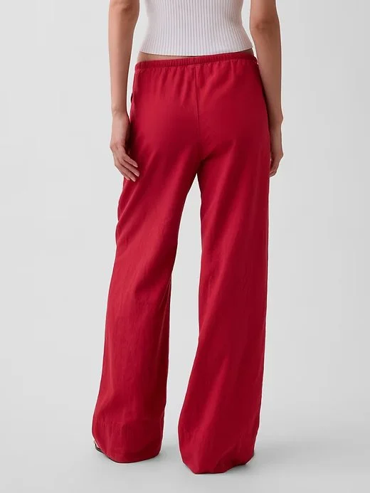 Linen-Blend Easy Wide-Leg Pants