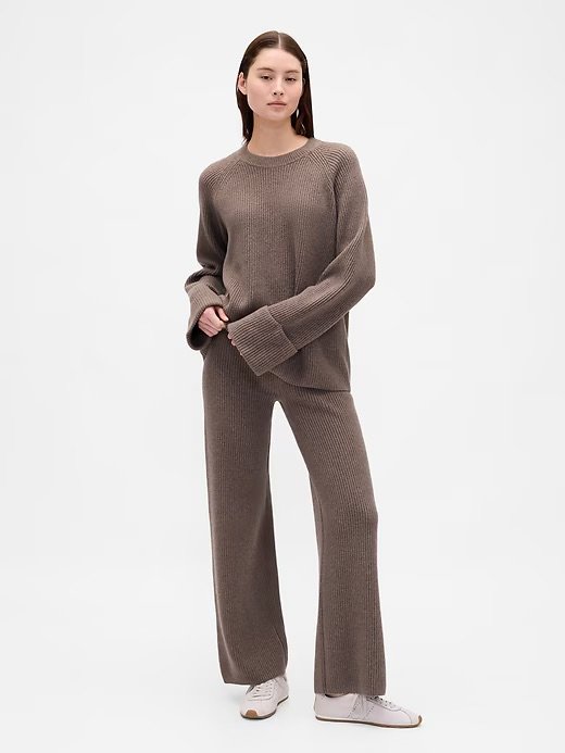 CashSoft Shaker-Stitch Sweater Pants