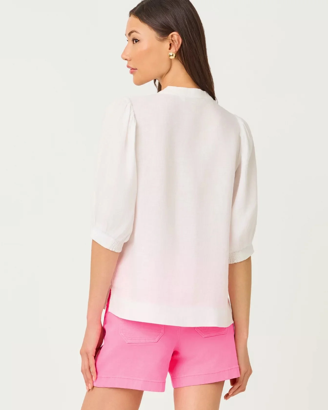 Mickey Mialeigh Embroidered Linen Top