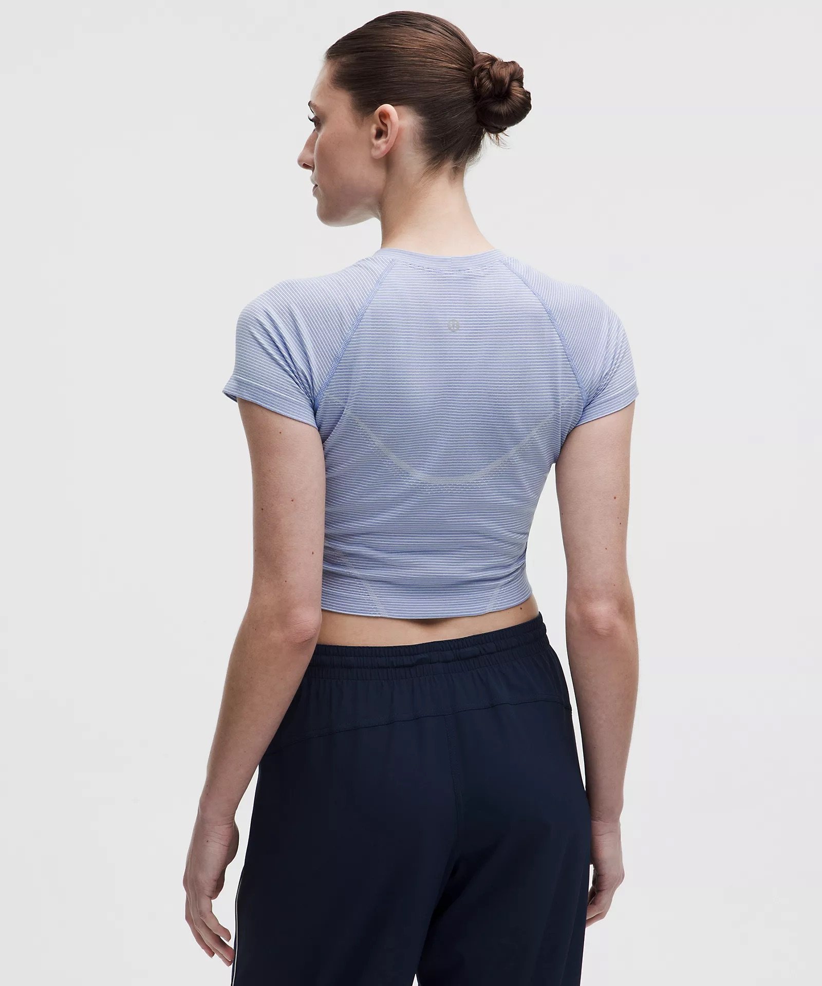 Swiftly Tech Cropped Short-Sleeve Shirt 2.0 - Spandex Stripe