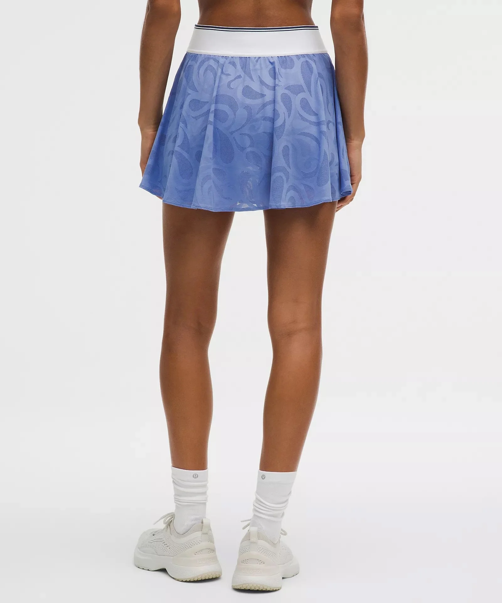 Paisley-Mesh High-Rise Tennis Skirt