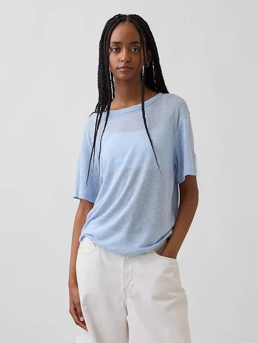 Linen-Blend Relaxed T-Shirt