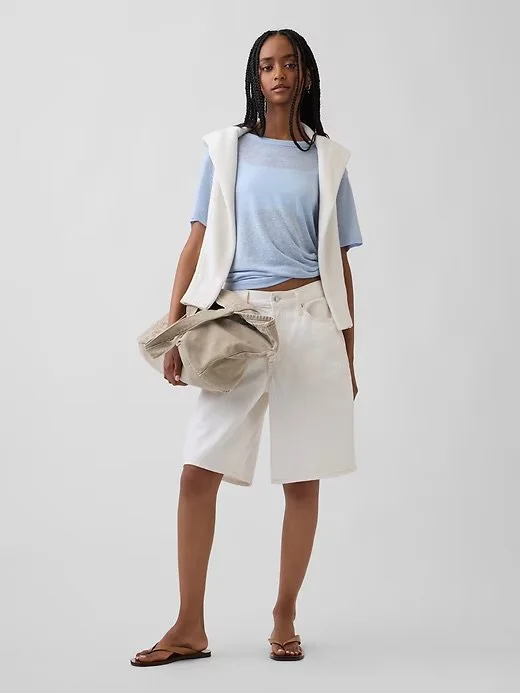 Linen-Blend Relaxed T-Shirt