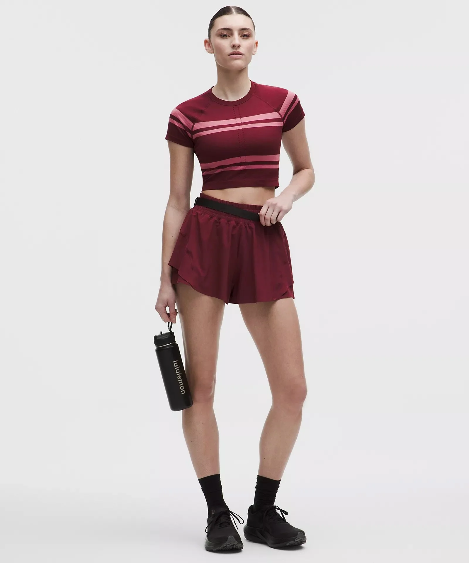 Swiftly Tech Cropped Short-Sleeve Shirt 2.0 League Stripe