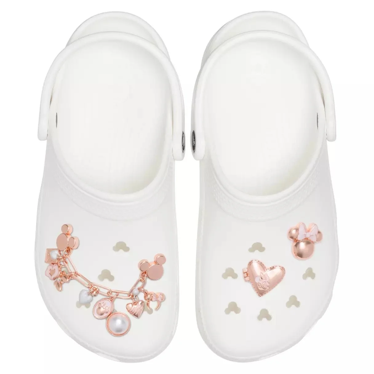 Mickey &amp; Minnie Rose Gold Crocs Jibbitz Set