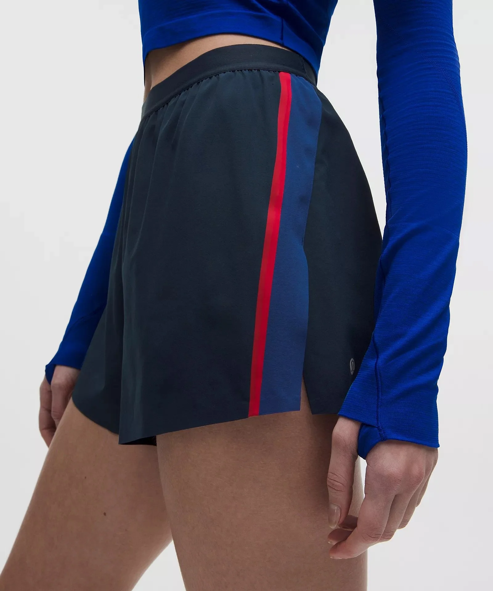 High-Rise Split Short 3" Stripe