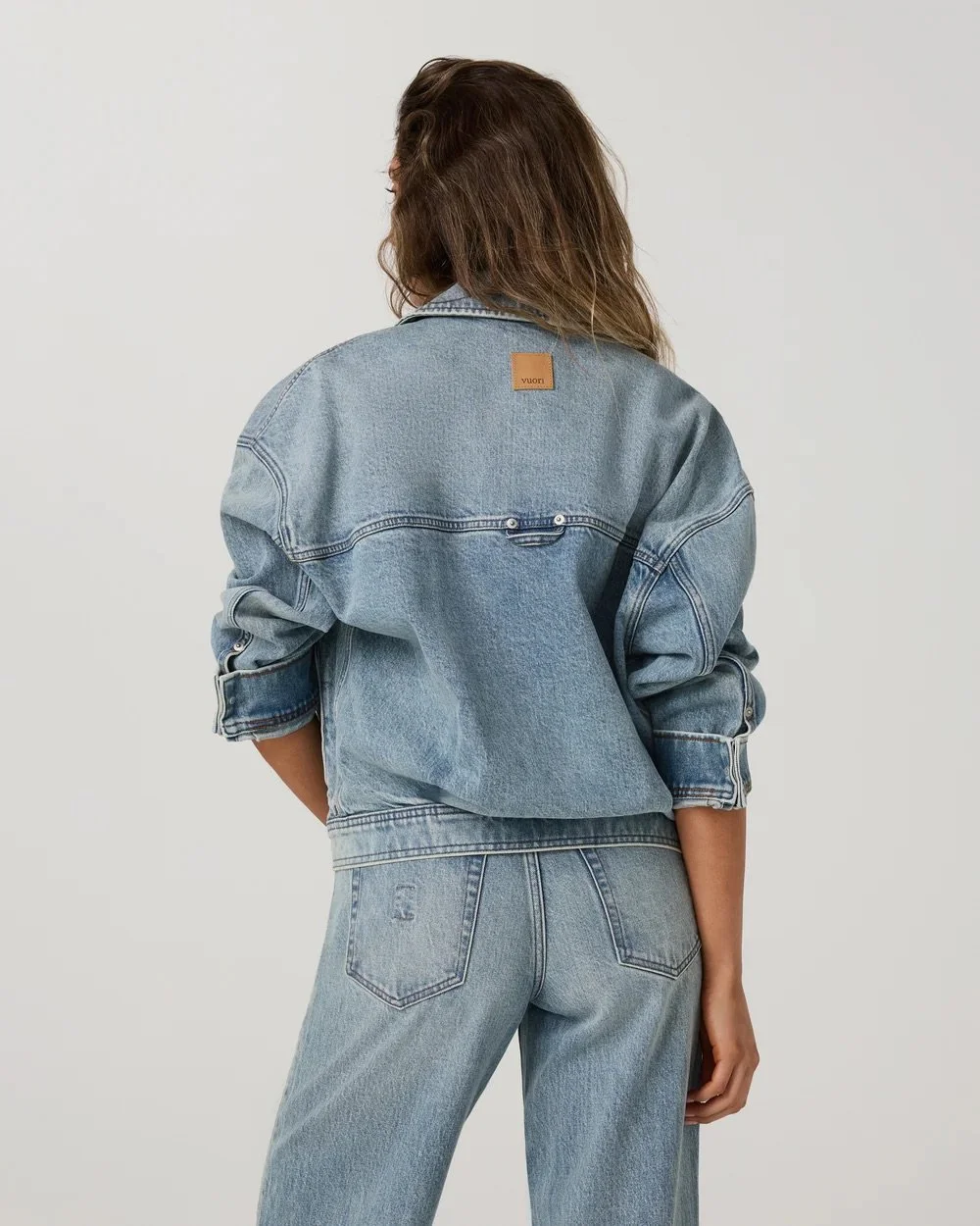 Vuori Vintage Oversized Denim Jacket - Light Wash Indigo Denim