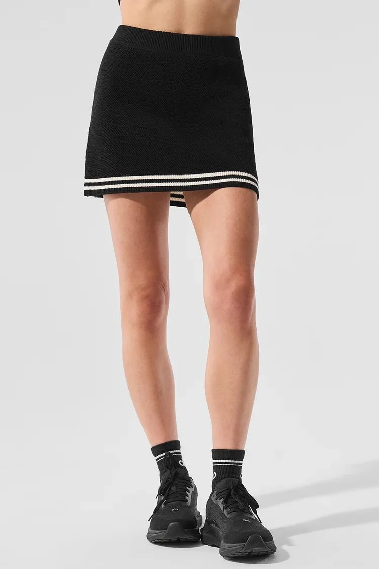 Tennis Club Sweater Knit Skirt - Black