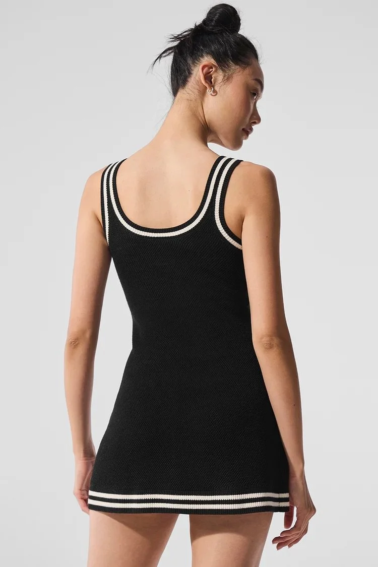 Tennis Club Sweater Knit Dress - Black
