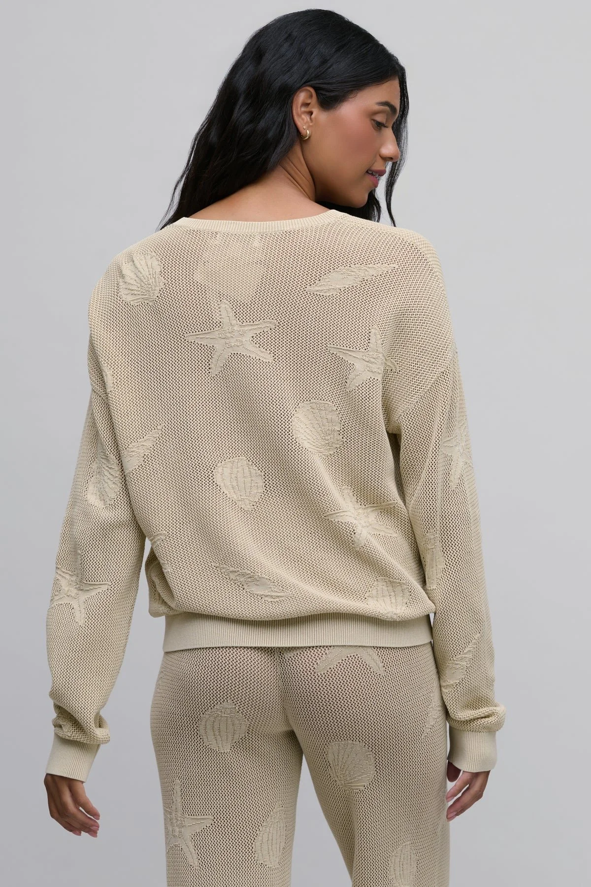 Sunbleached Shell Motif Crew Neck Pullover