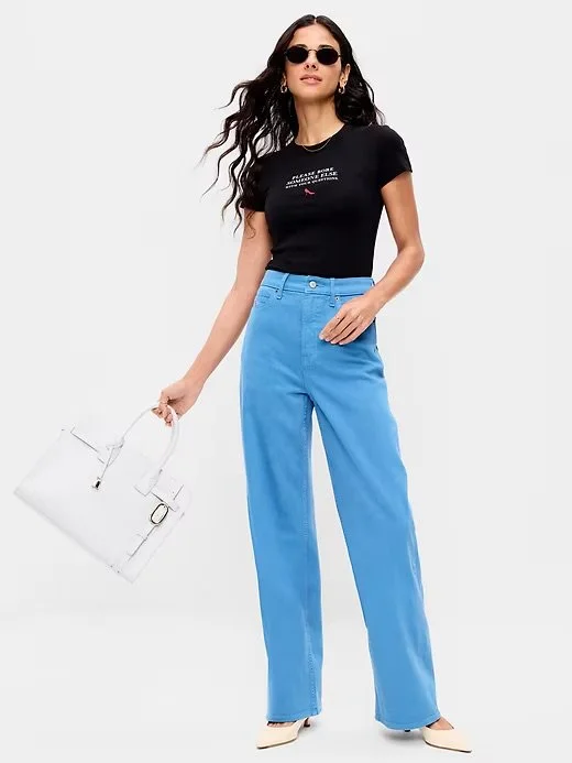 Extra High-Waisted Cerulean Wide-Leg Jeans