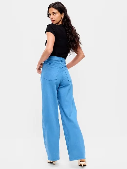 Extra High-Waisted Cerulean Wide-Leg Jeans