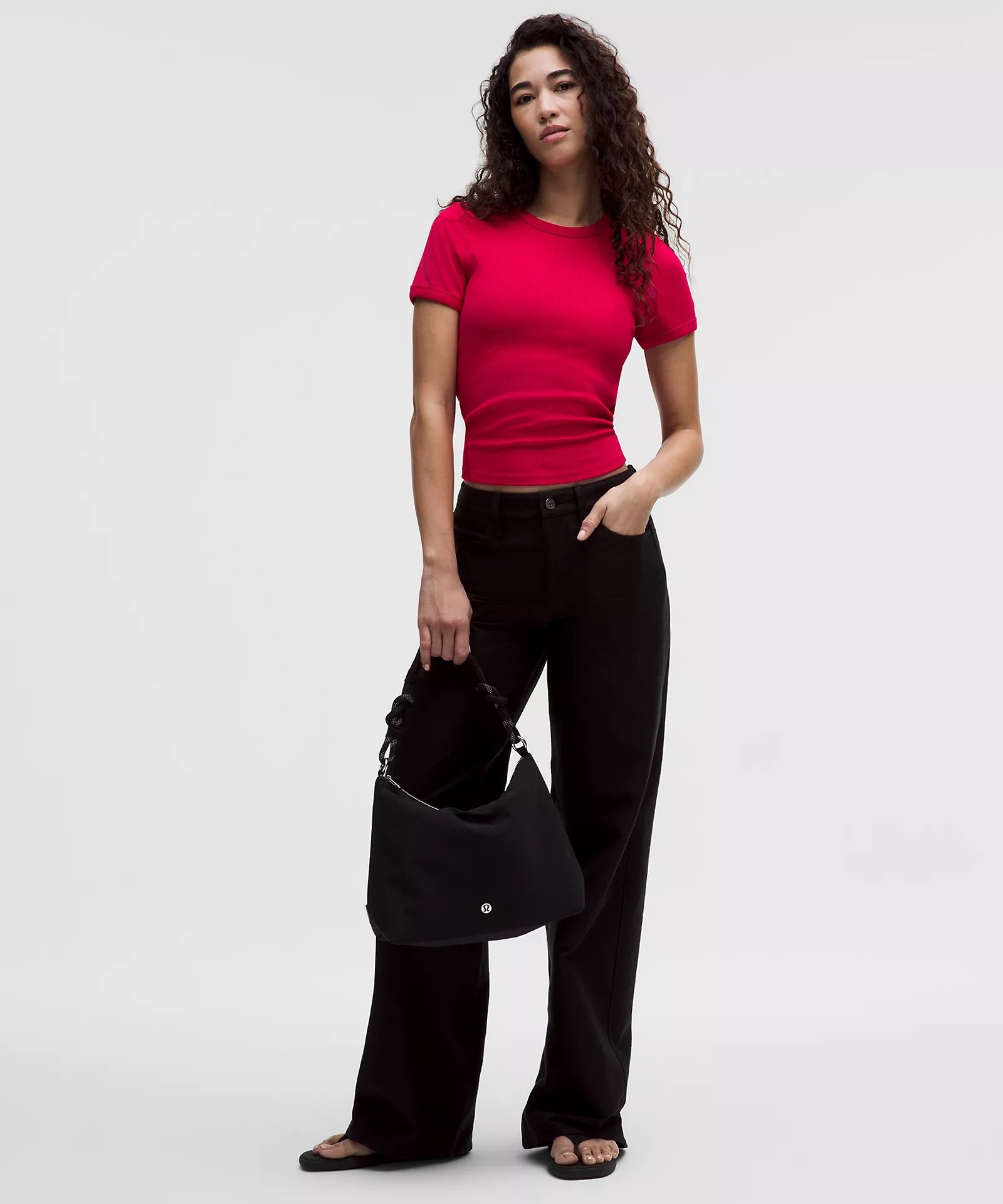 Hold Tight Micro-Rib Straight-Hem T-Shirt