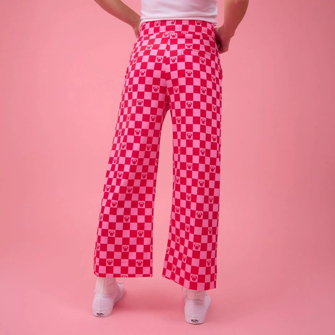 Disney Audrey Wide Leg Pants - Magenta Check