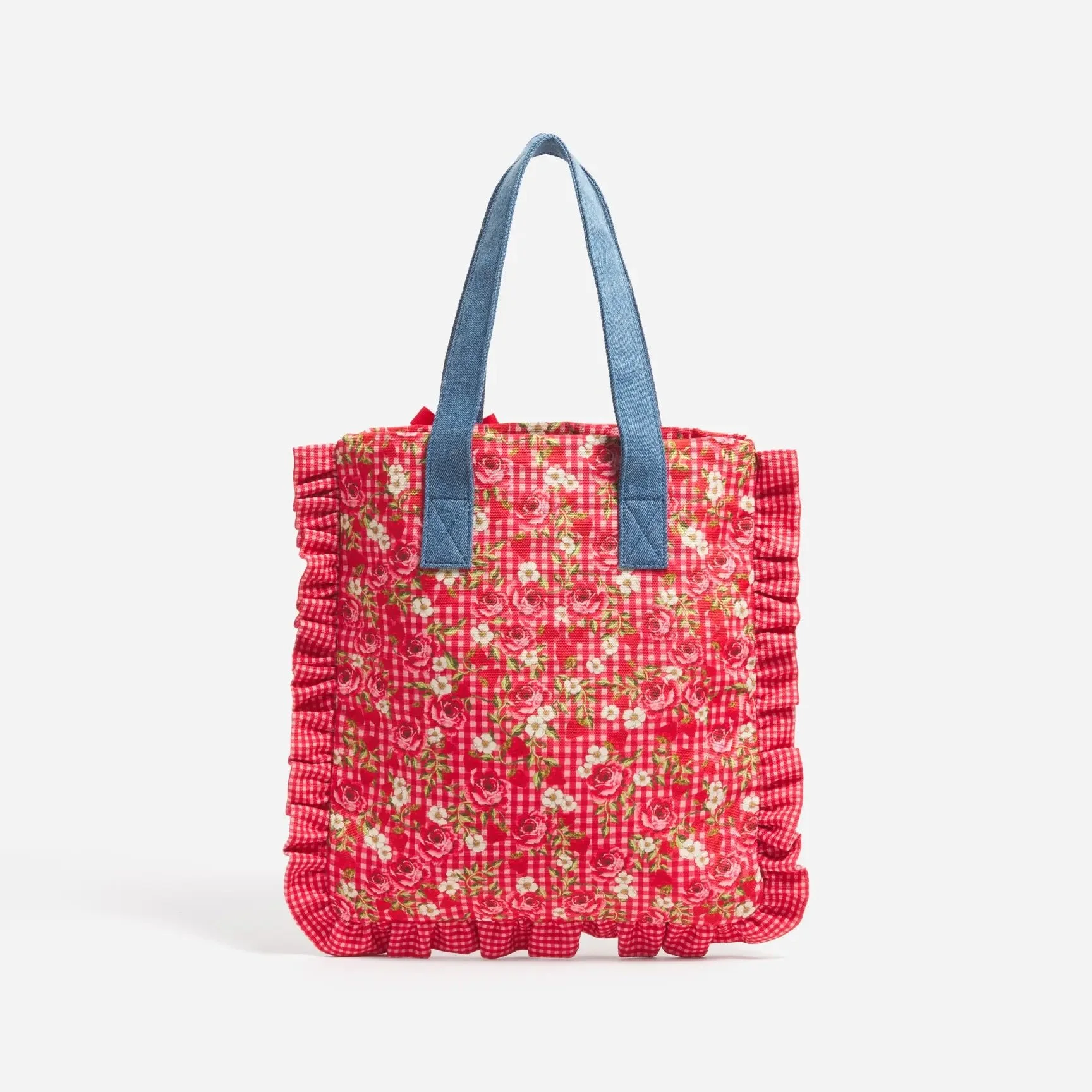 Gingham Garden Ruffle Tote