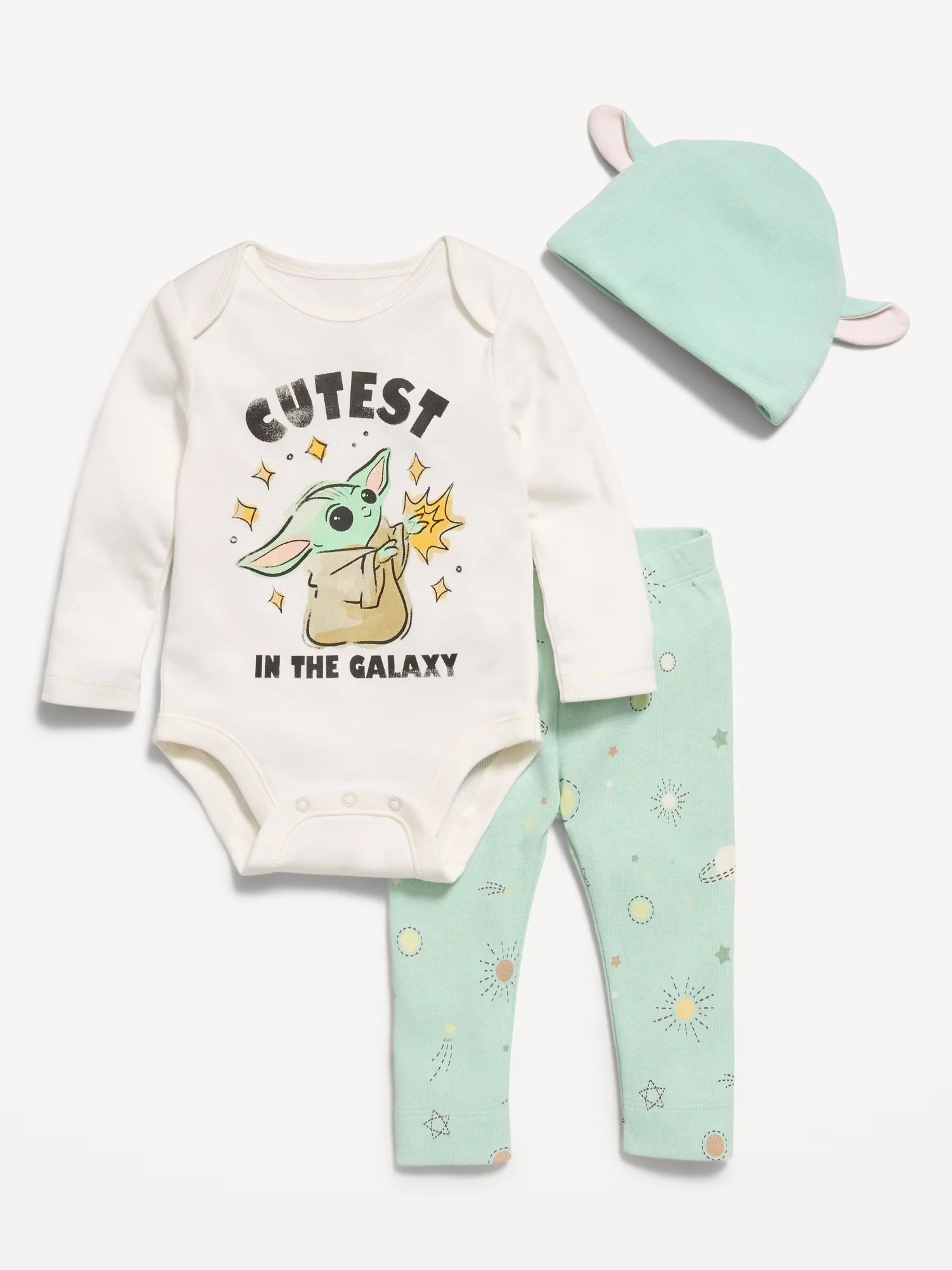 Star Wars Grogu Bodysuit, Leggings &amp; Beanie 3-Piece