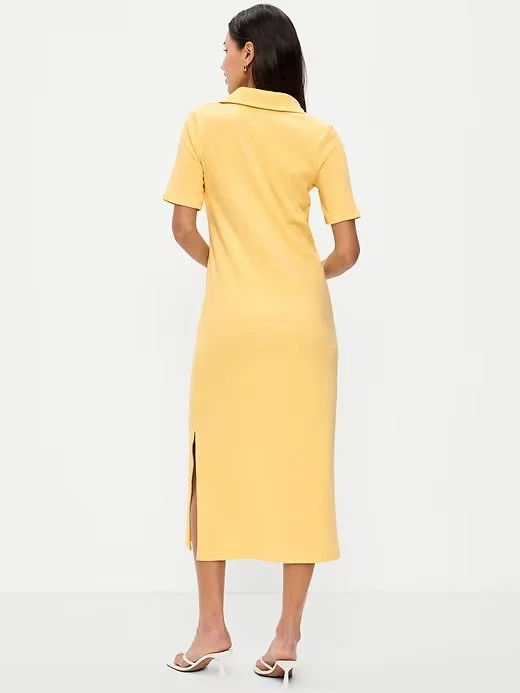 Short-Sleeve Polo Midi Dress