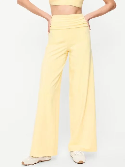 High-Waisted PowerChill Fold-Over Wide-Leg Pants