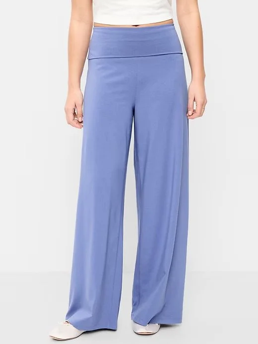 High-Waisted PowerChill Fold-Over Wide-Leg Pants