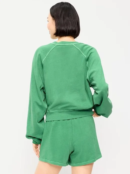 Shrunken Cropped Zip Hoodie Sweatshirt