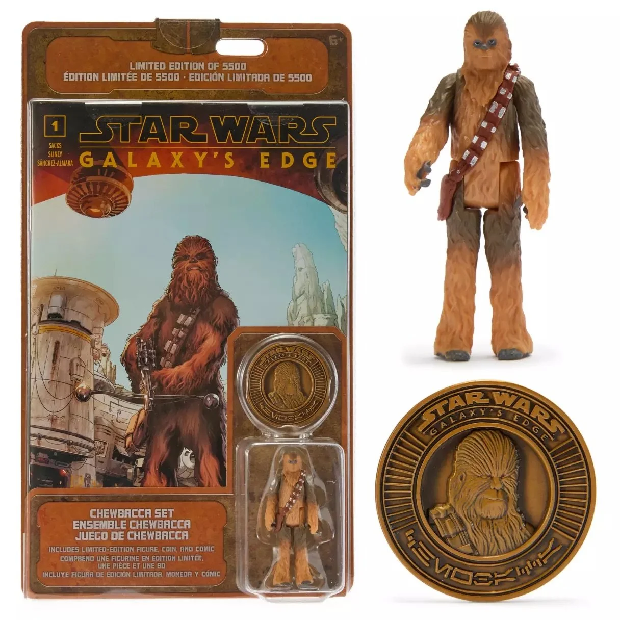Chewbacca Action Figure, Comic Book and Coin Set