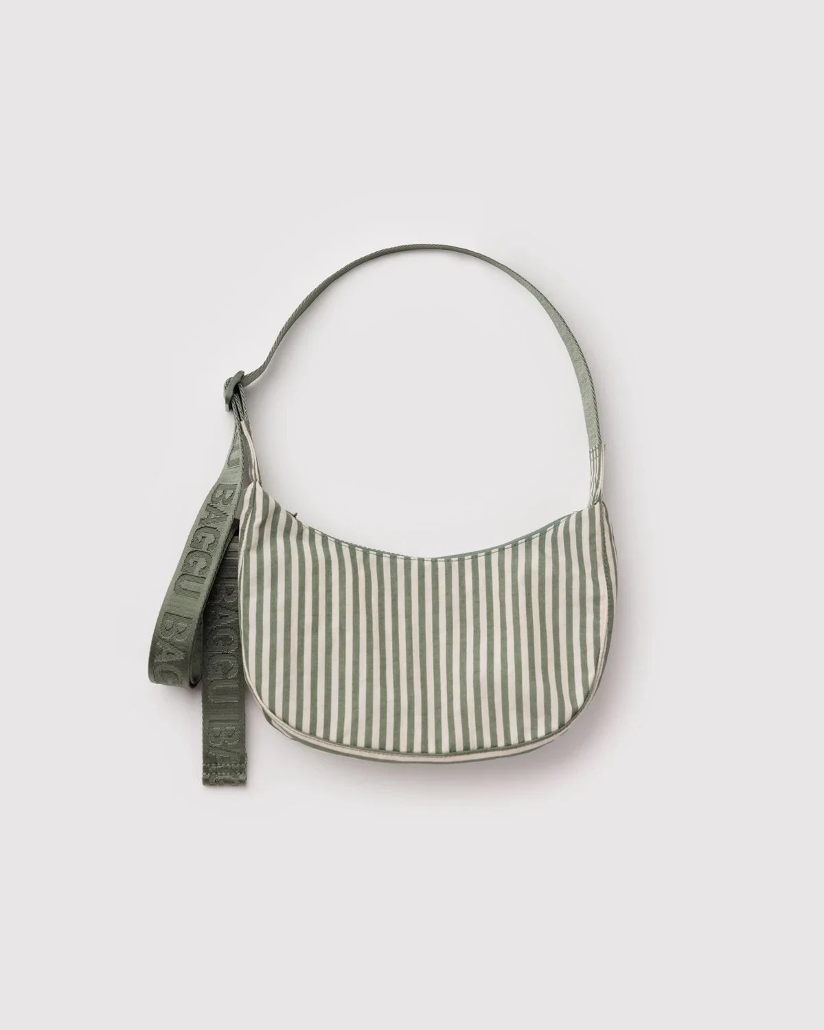 Sage Stripe Small Nylon Crescent Bag