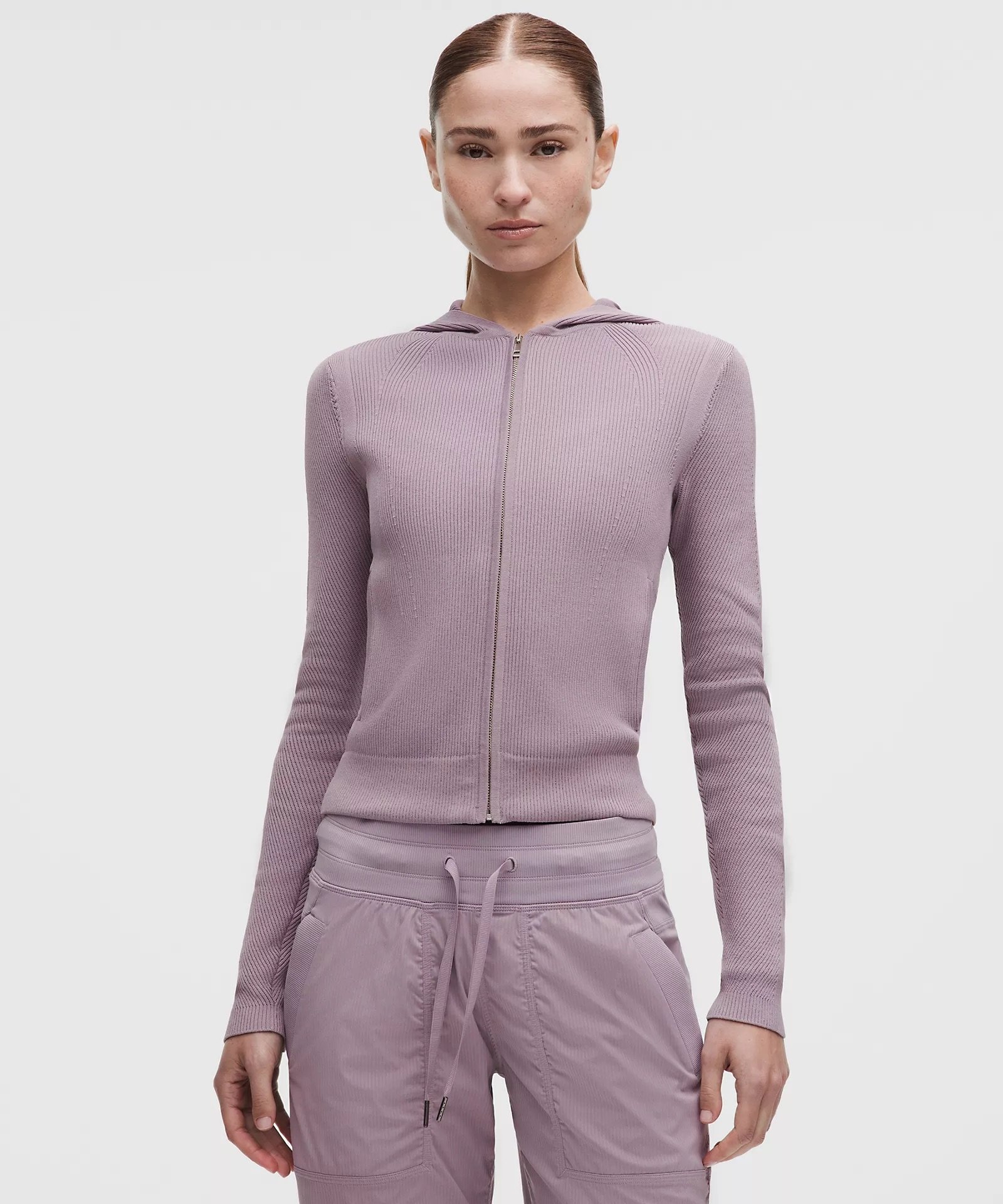 Structured Knit Zip-Up Hoodie