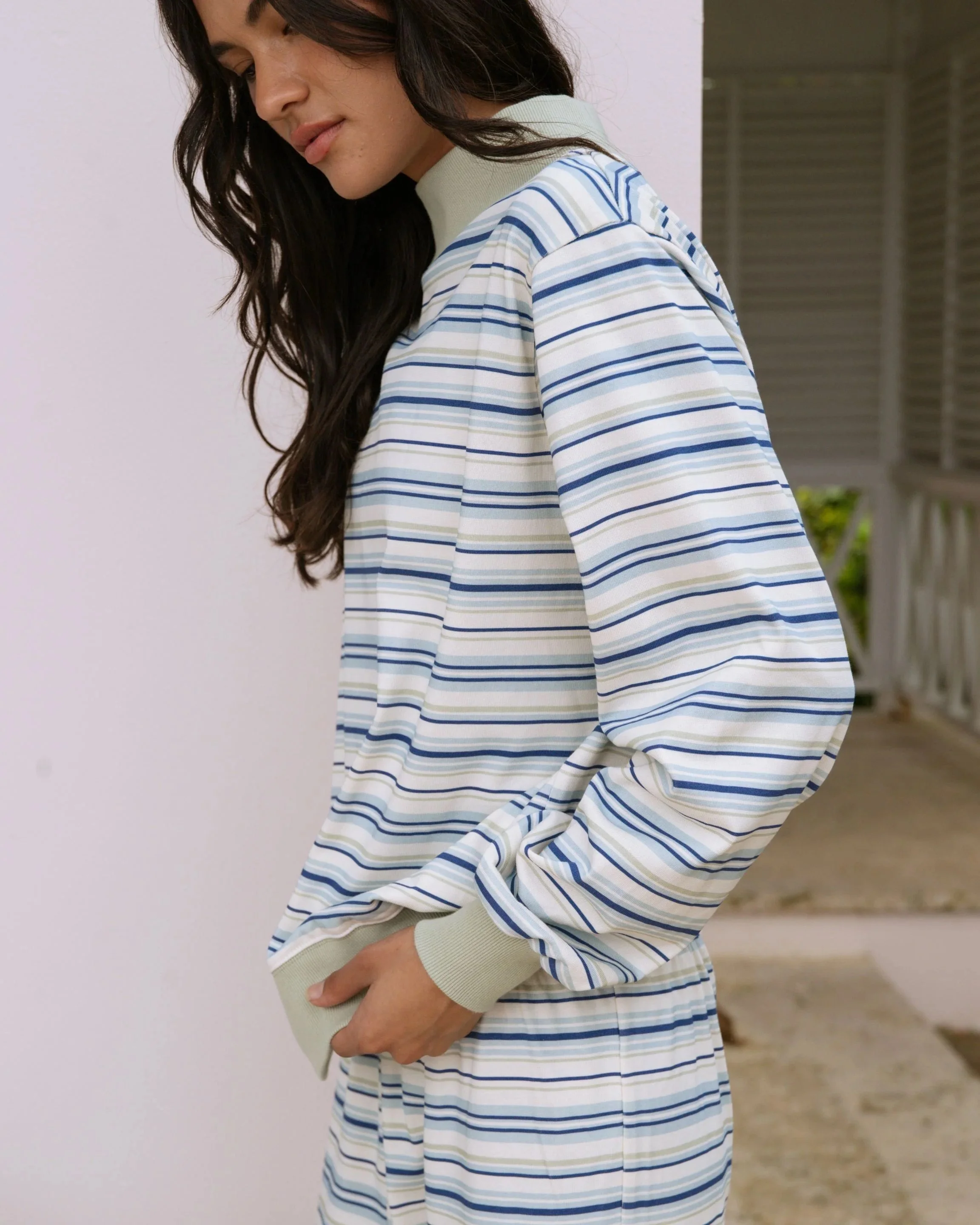 Striped Mockneck Pullover