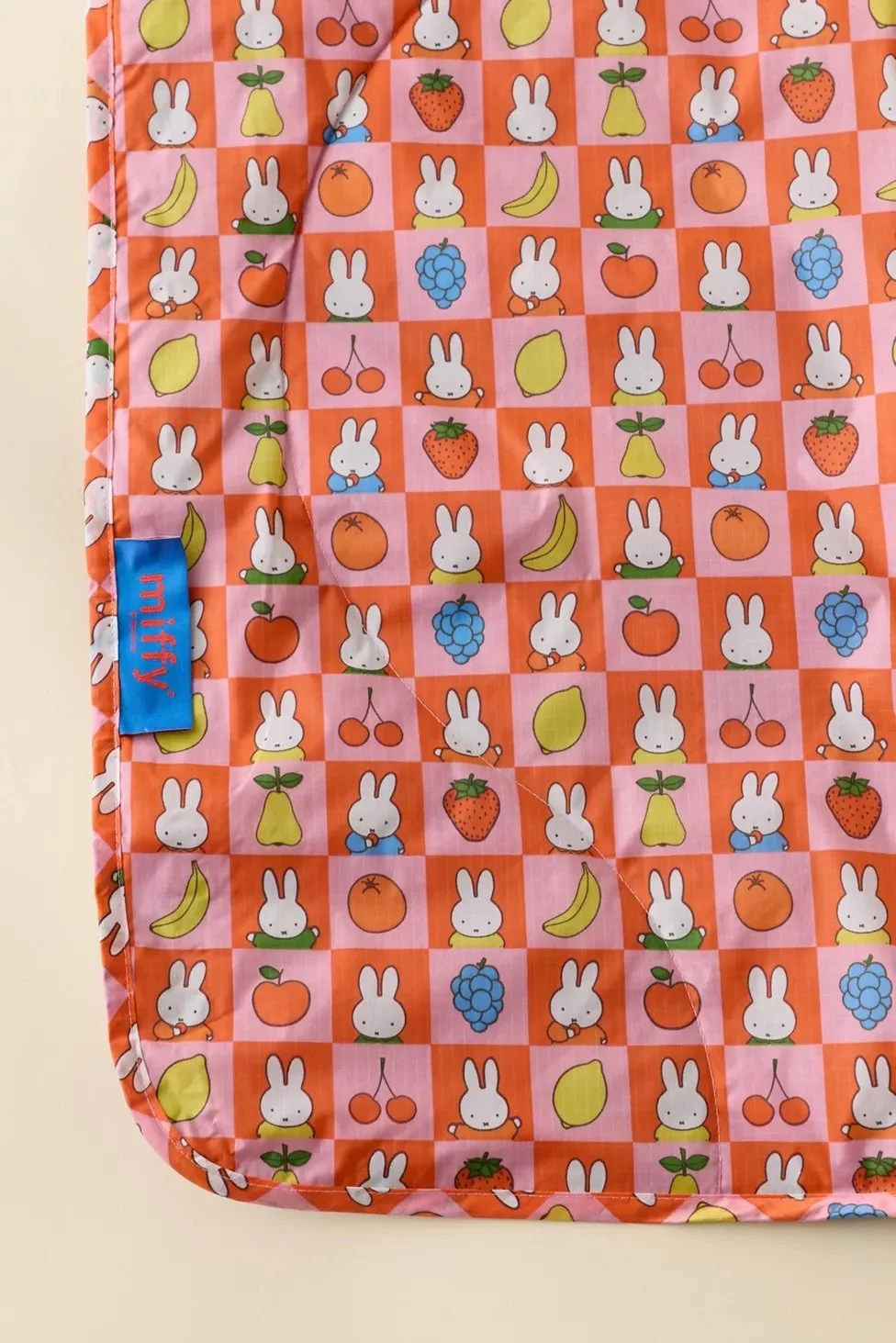 Puffy Quilted Picnic Blanket - Checkered Fruit Miffy