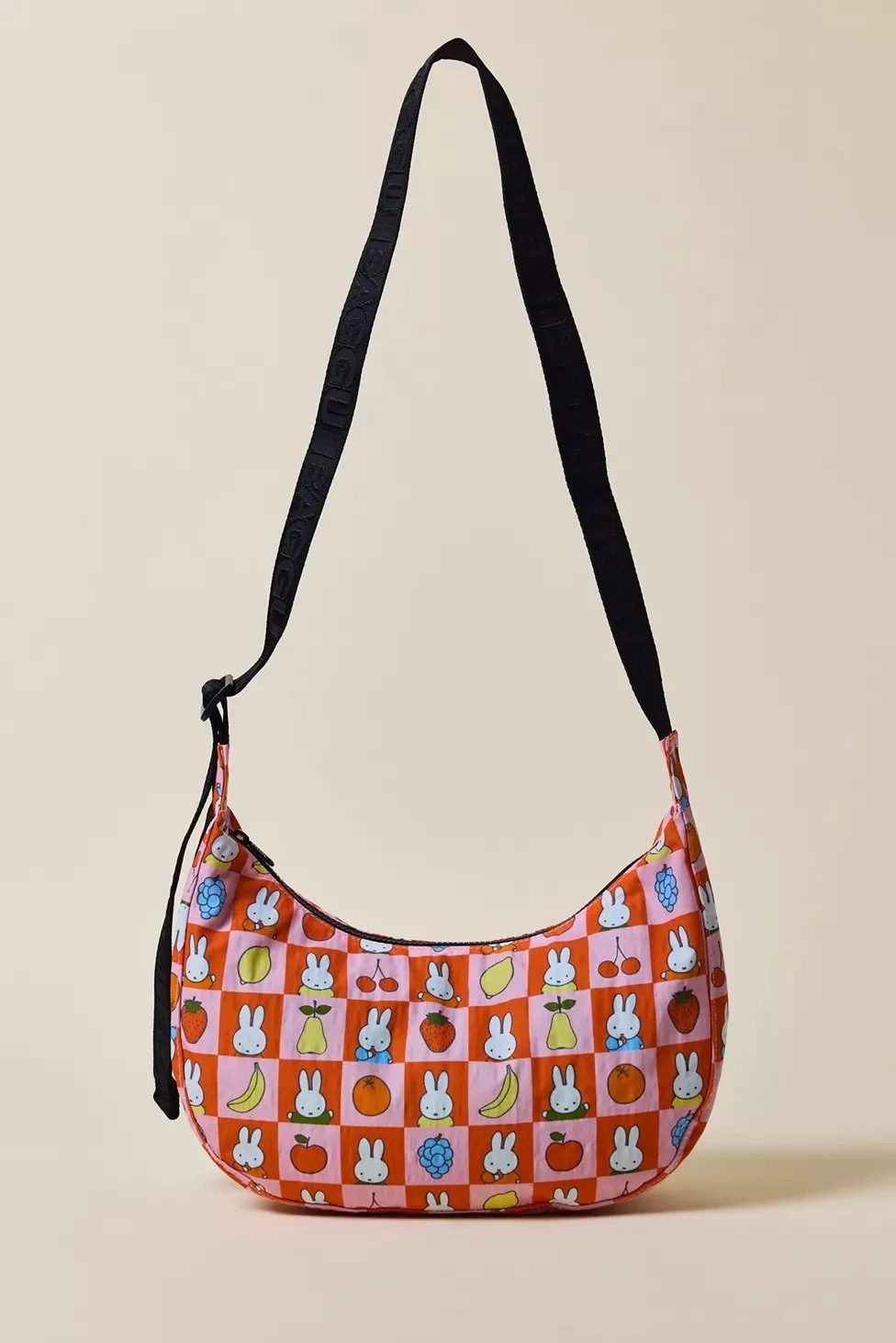 BAGGU Medium Nylon Crescent Bag - Checkered Fruit Miffy