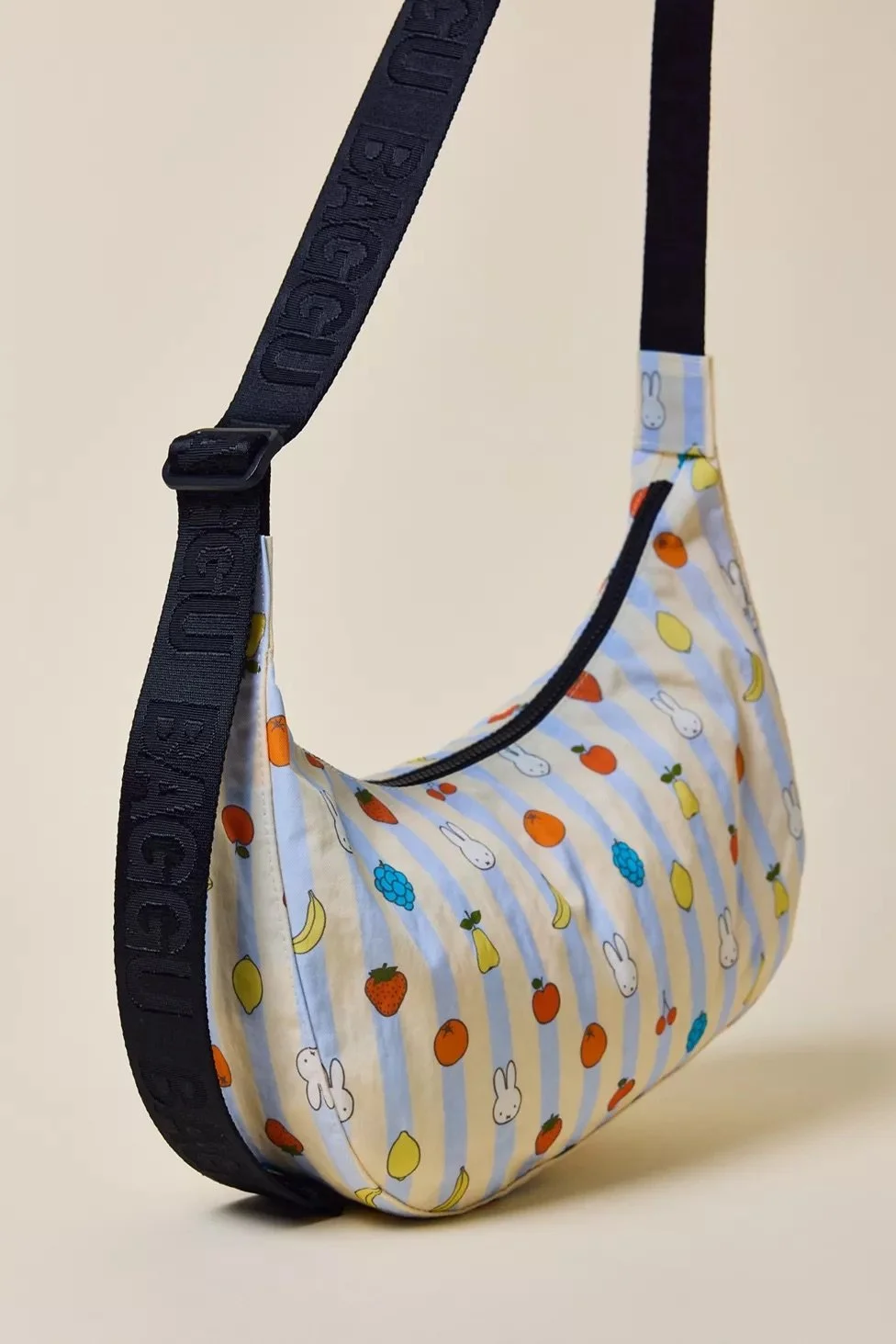 BAGGU Medium Nylon Crescent Bag - Picnic Stripes Miffy