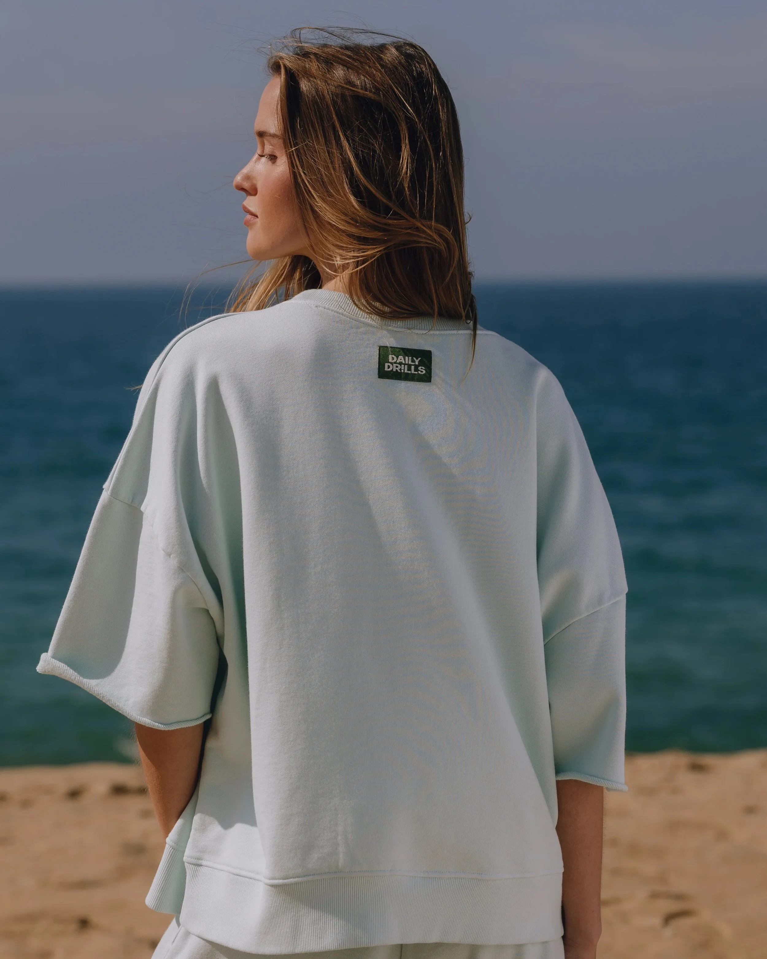 Cropped Sleeve Daily Crew - Lake Day