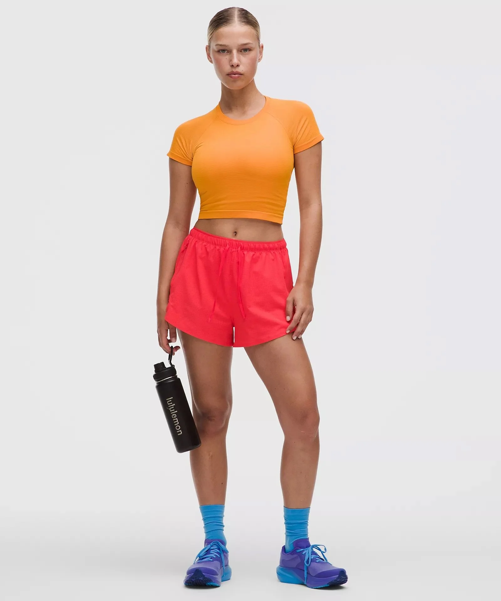 Textured Mesh High-Rise Running Short 2.5"