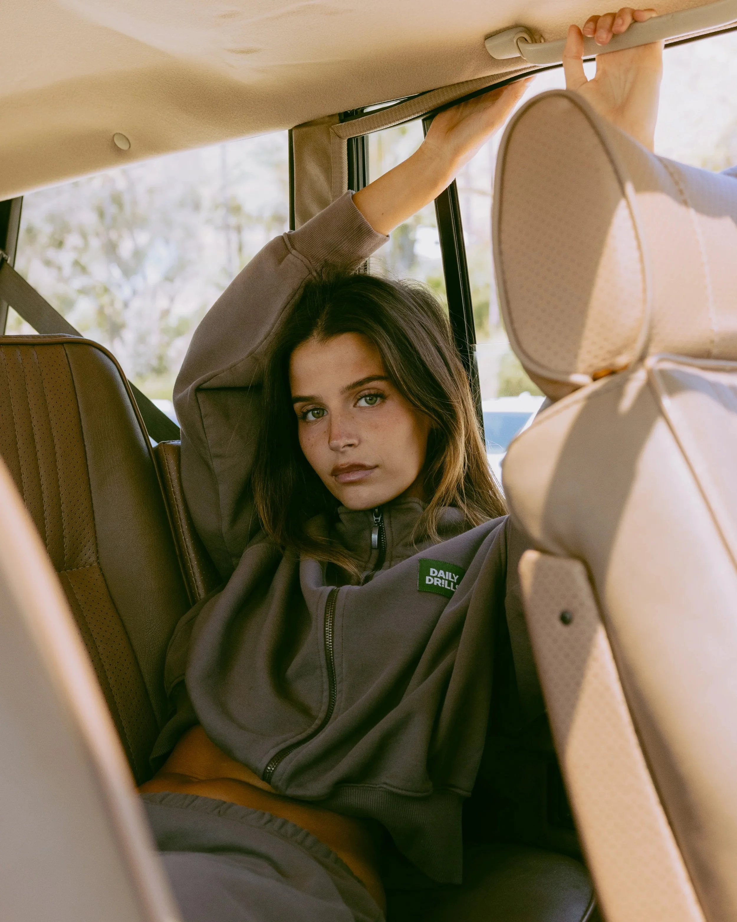 Funnel Neck Double Zip - Mocha