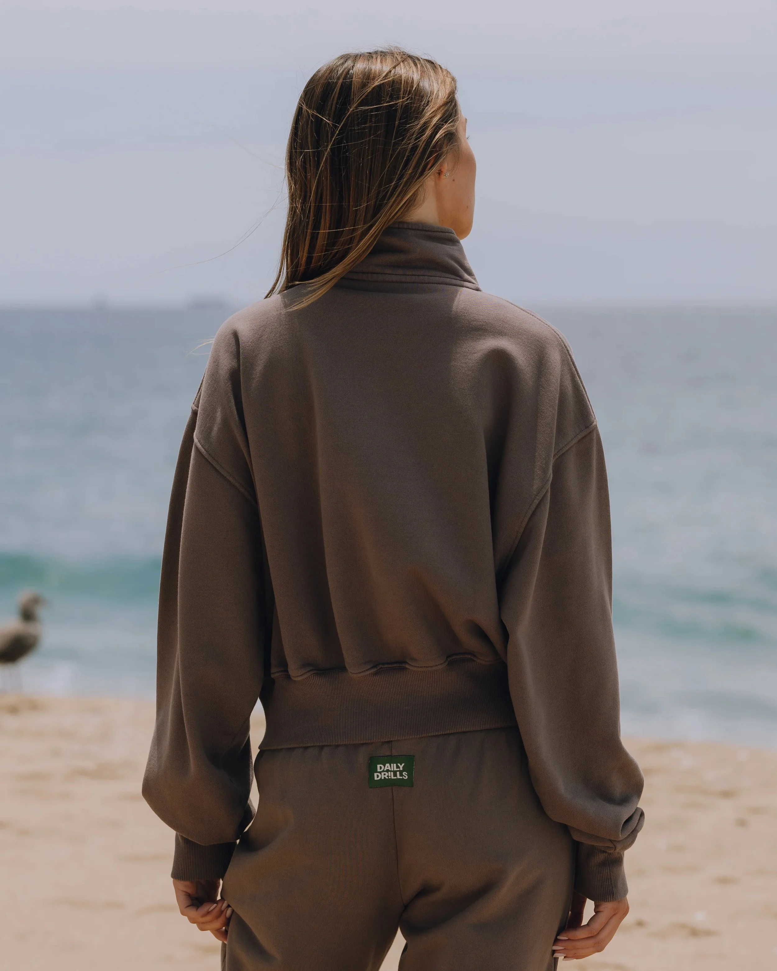 Funnel Neck Double Zip - Mocha