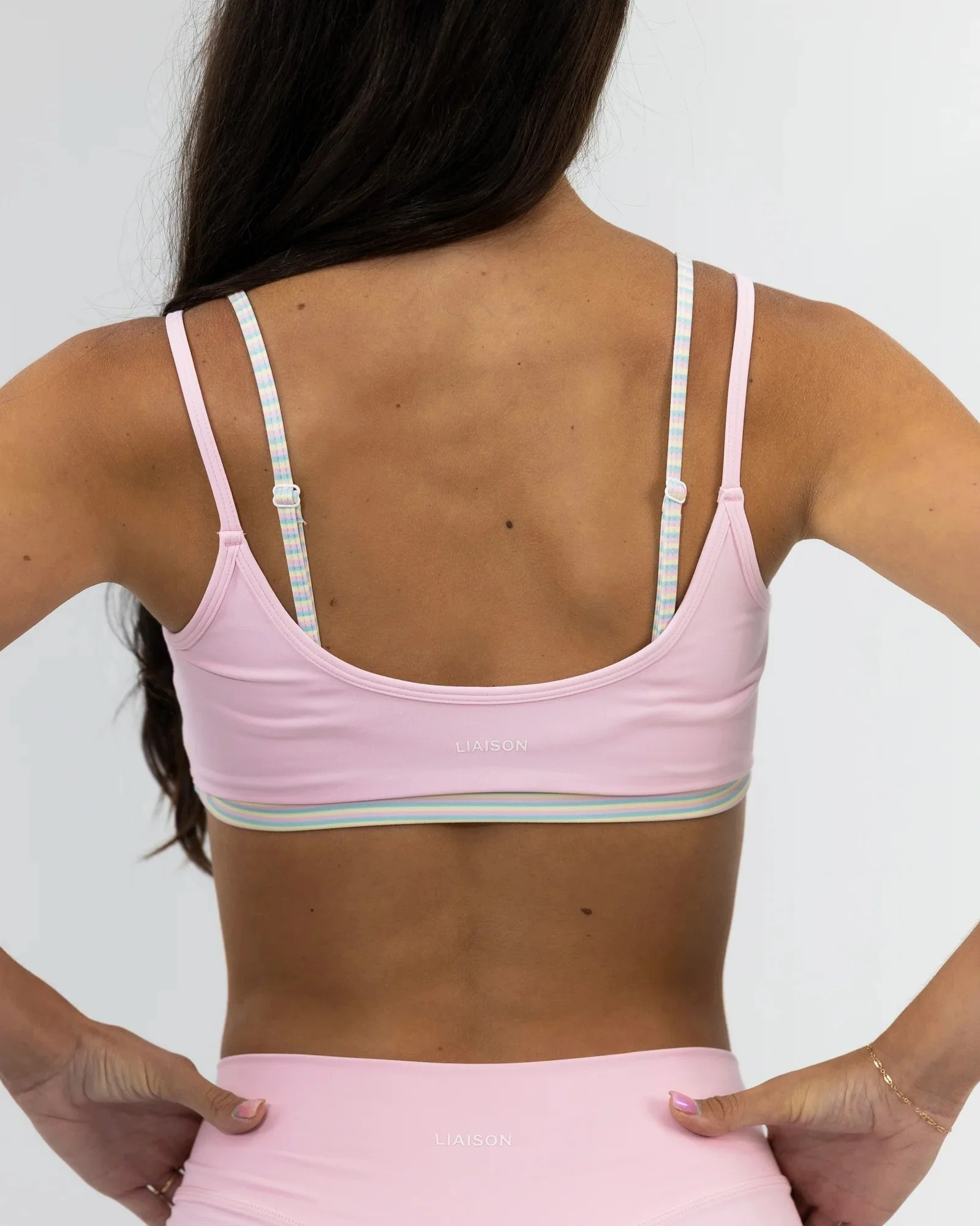 Double Layer Scoop Bra - Soft Pink &amp; Retro Stripes
