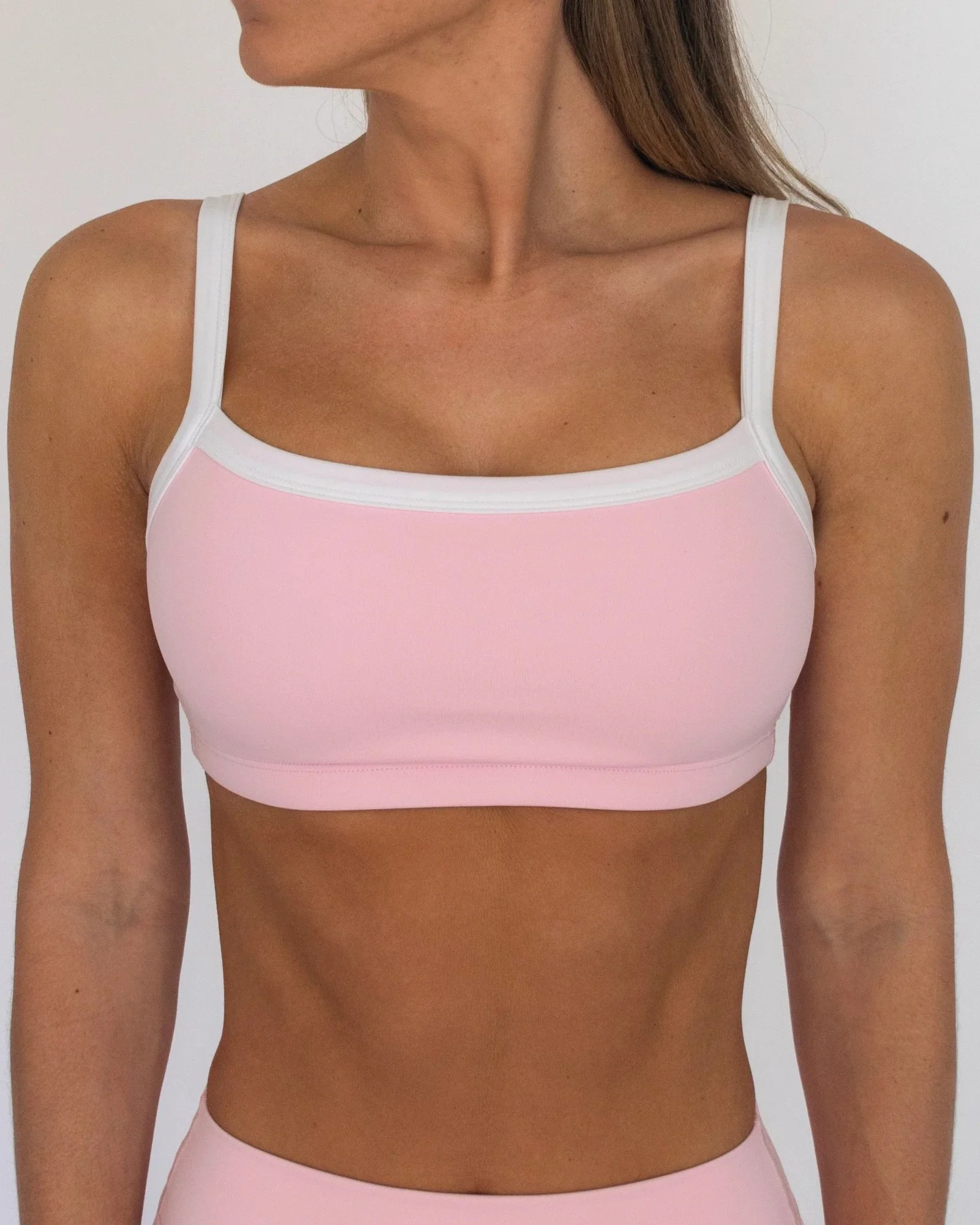Basic Contrast Bra - Soft Pink &amp; White