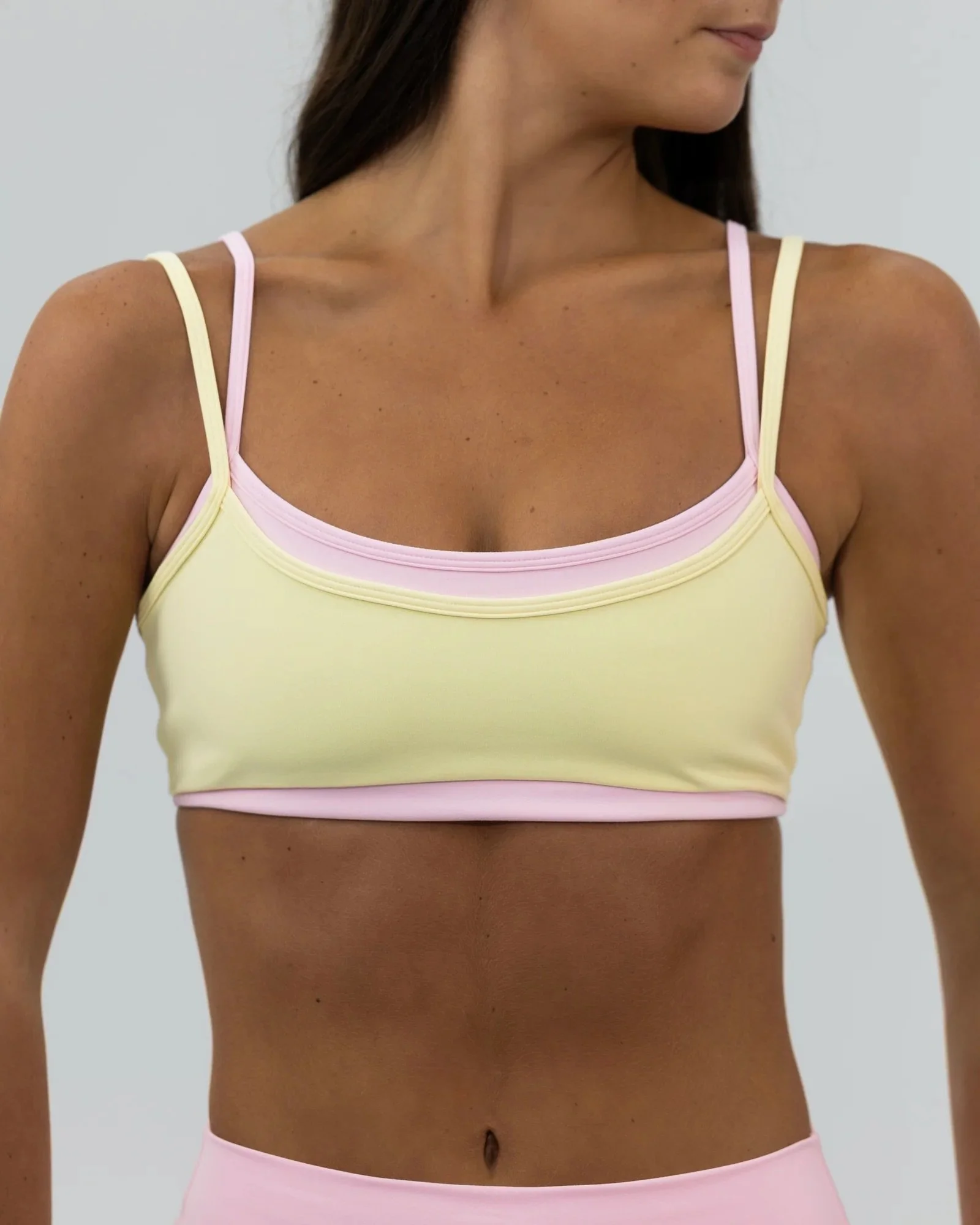 Double Layer Scoop Bra - Daylight &amp; Soft Pink