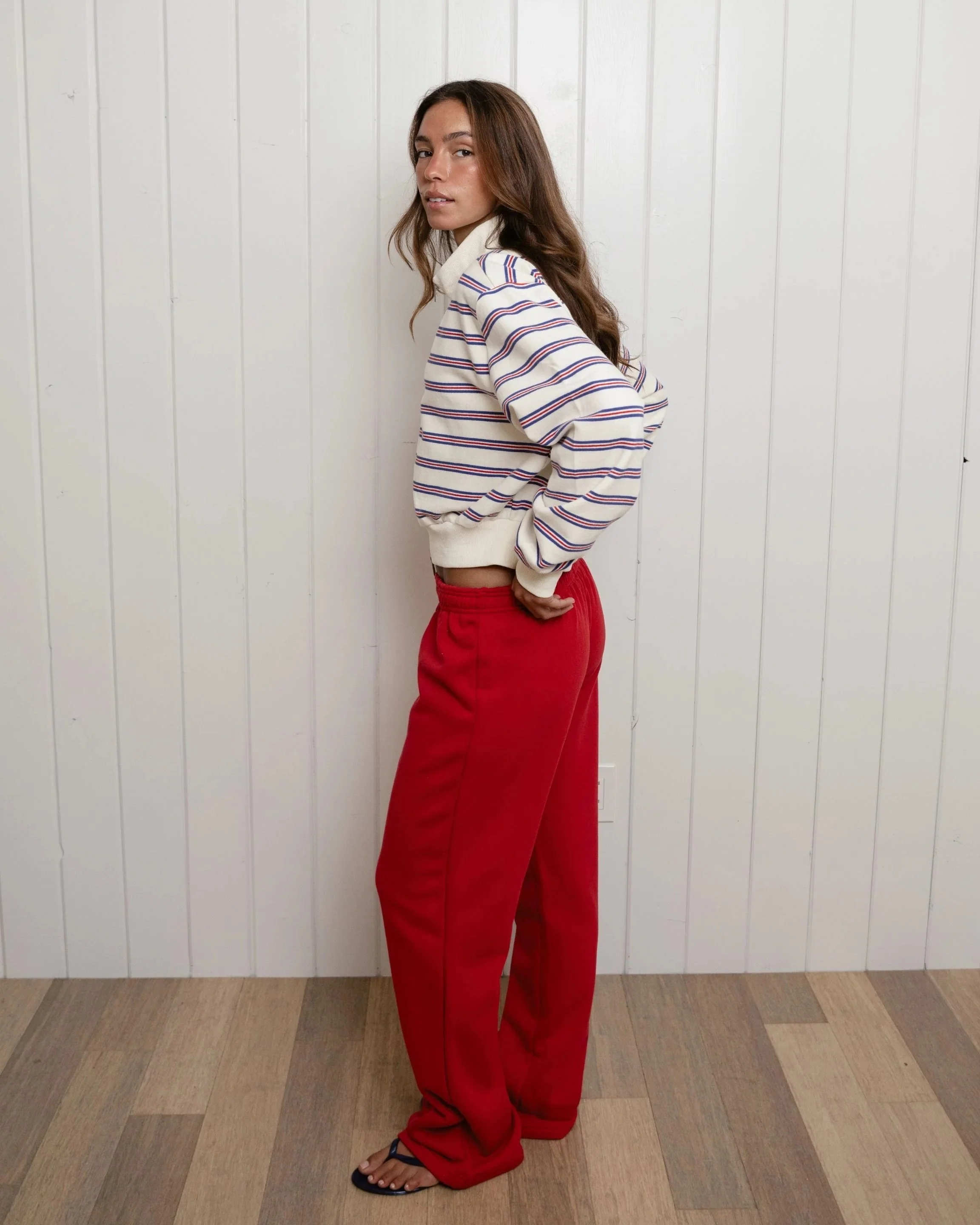 Zip Up Mockneck - Anchor Stripe