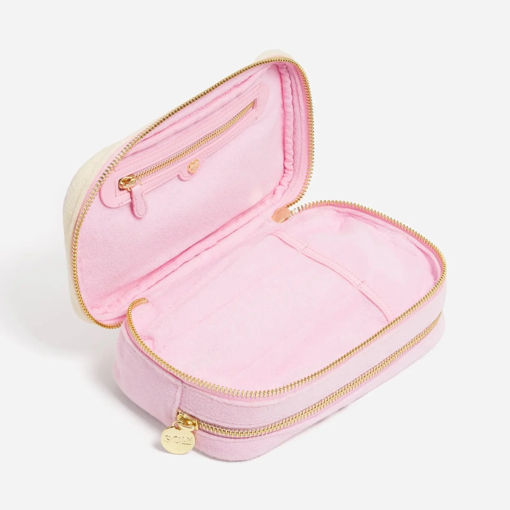 Double Zip Pouch - Pink Stripe